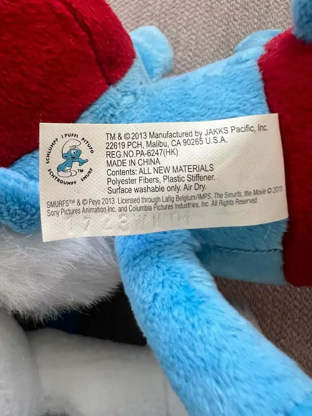 The Smurfs Plush Toy Set of 3 Papa Smurf Grouchy Hackus Jakks Pacific NWT